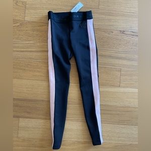 SoulCycle x Koral Rhys Mid Rise Scuba Leggings with Stripe Black & Pink Sz XS